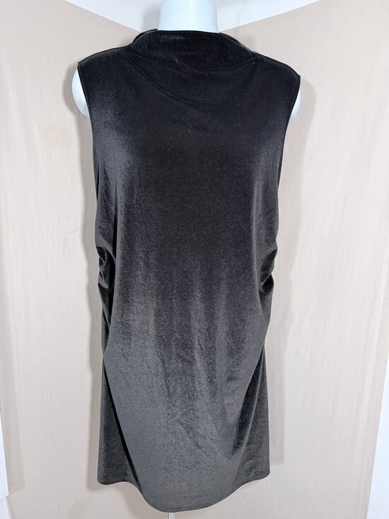 a new day Dresses & Skirts - A New Day Black Velvet Ruched Sleeveless Mock Neck Mini Dress Size XXL EUC